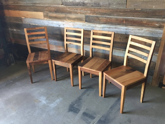 Reclaimed Barn Wood Dining Chair With Tapered Legs Etsy