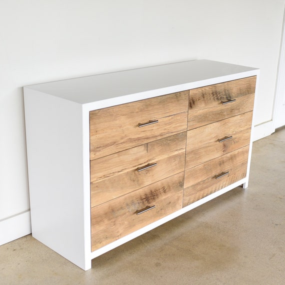 Large Dresser Reclaimed Wood And White 6 Drawer Dresser Etsy