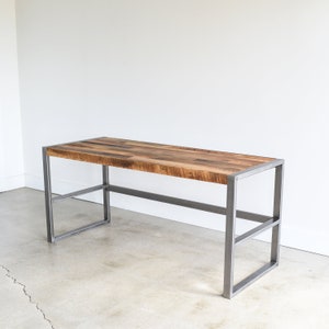 Reclaimed Wood Desk With Metal Frame Base / Industrial Reclaimed Desk image 6