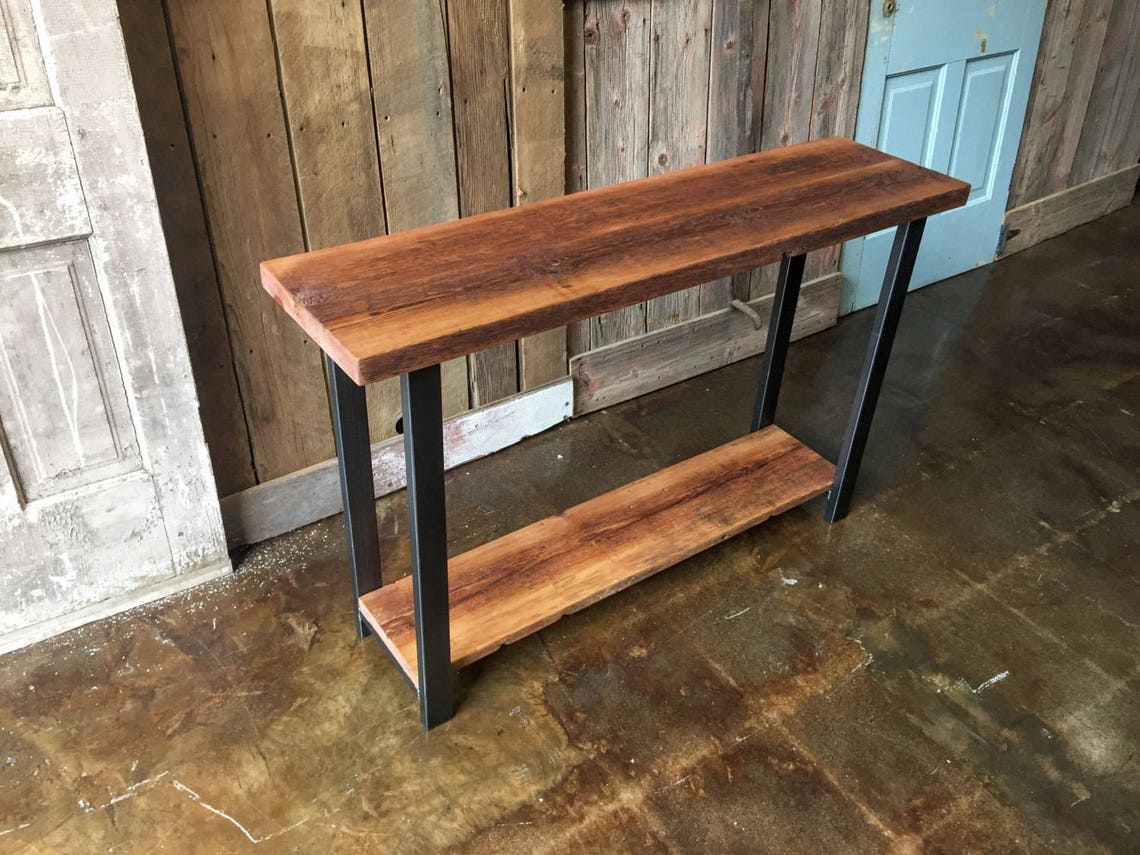 Industrial Console Table Made With Reclaimed Wood Entryway Etsy