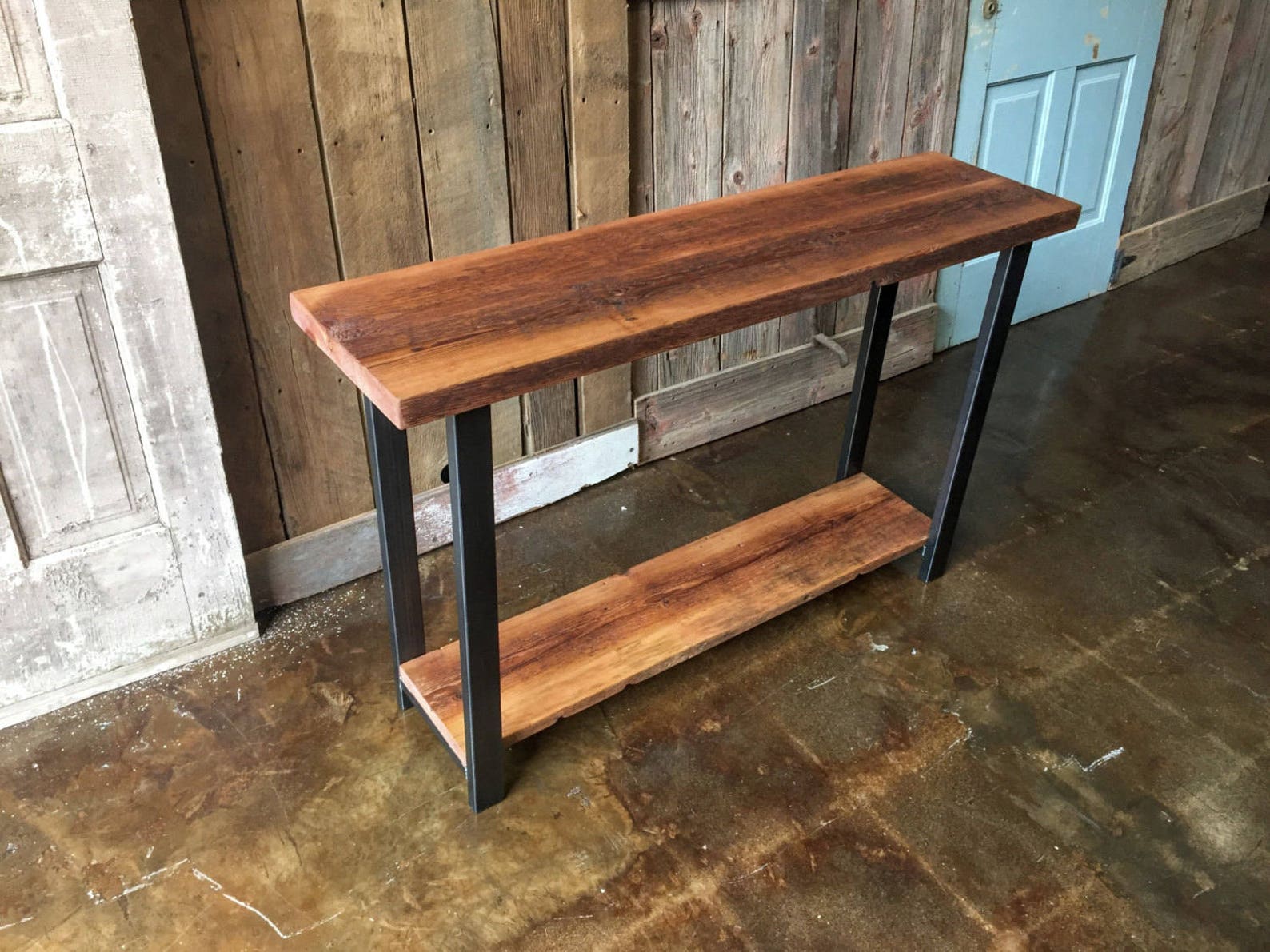 Industrial Console Table Made With Reclaimed Wood Entryway Etsy