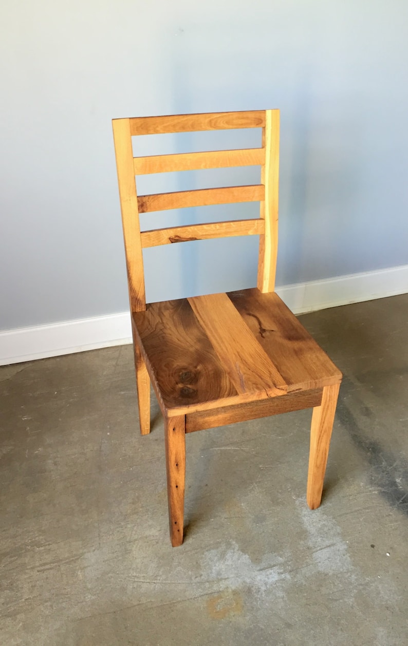Reclaimed Barn Wood Dining Chair With Tapered Legs Etsy