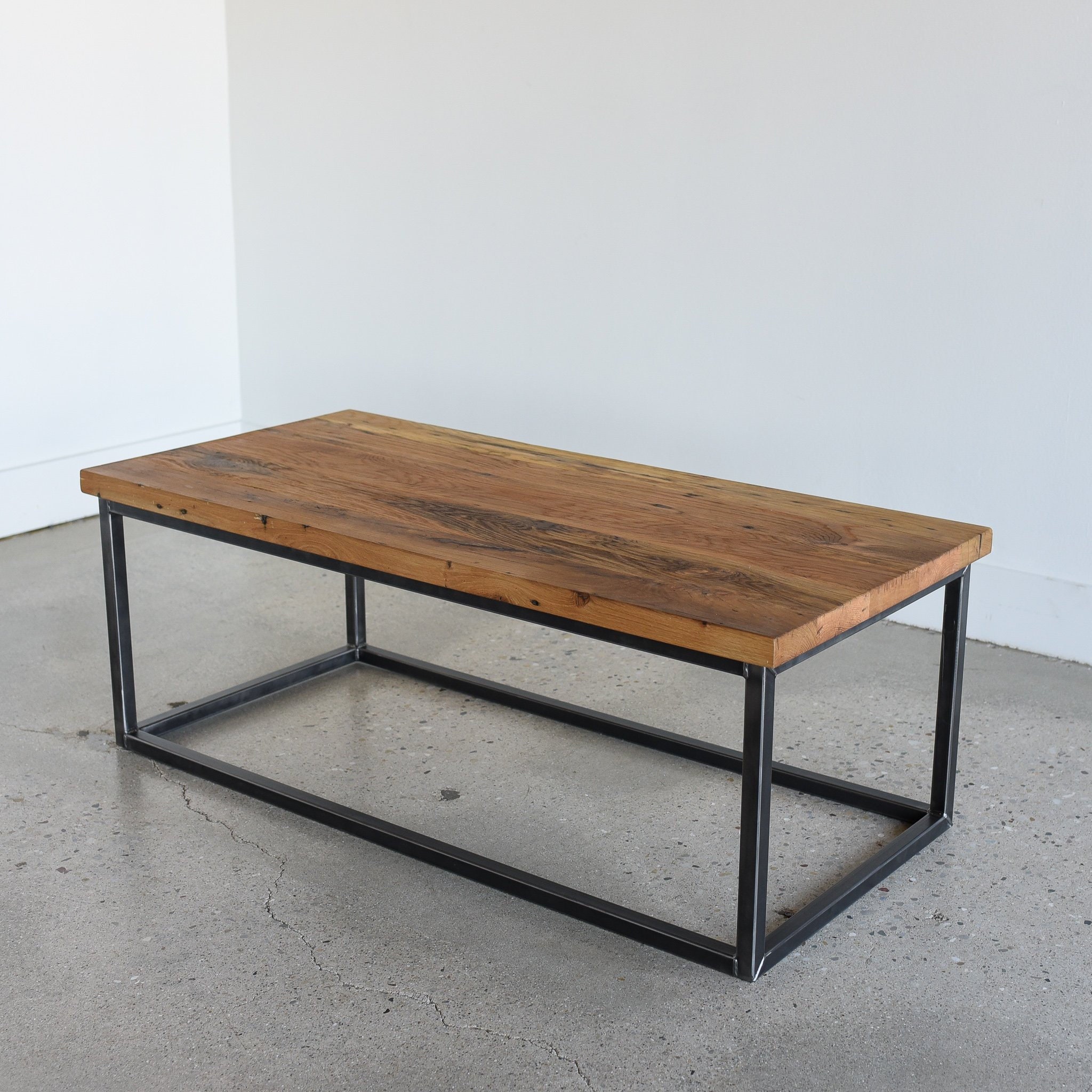 Solid Wood Coffee Table: Walnut Box Frame, Hand Welded Steel Legs - Etsy