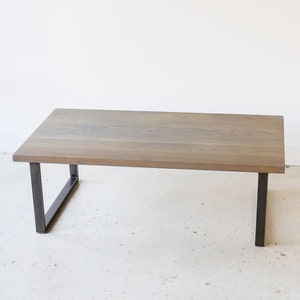 Industrial Coffee Table / Reclaimed Wood / H-Shaped Steel Legs