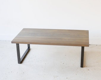 Industrial Coffee Table / Reclaimed Wood / H-Shaped Steel Legs