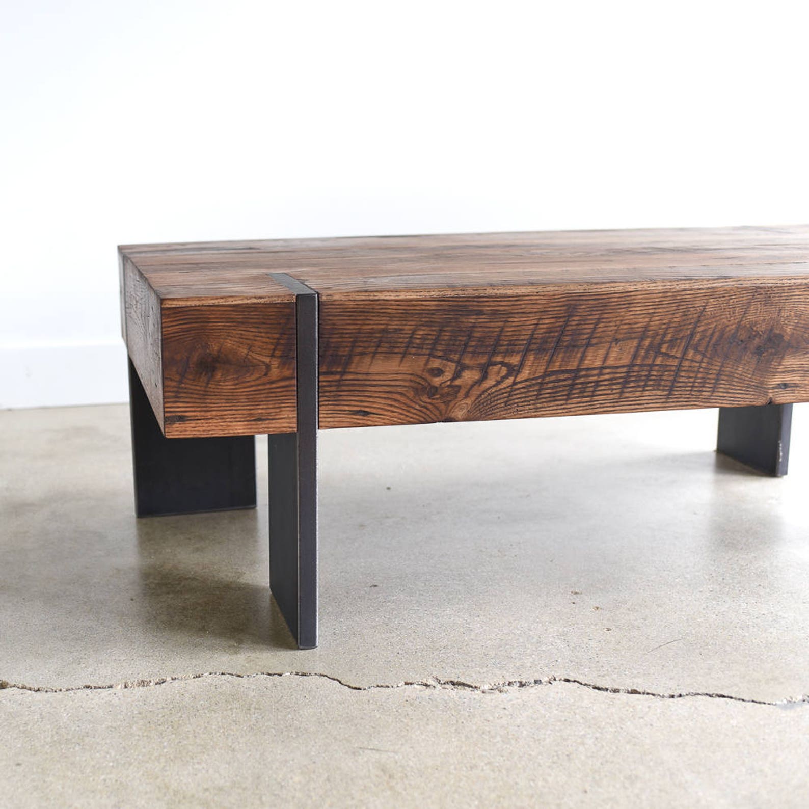 Modern Rectangle Coffee Table / Large Reclaimed Wood and Solid Etsy