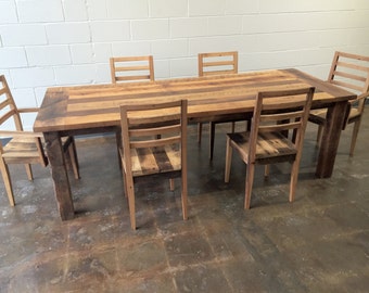 Extendable Farmhouse Dining Table / Reclaimed Wood Table with Smooth Finish & Extension Leaf
