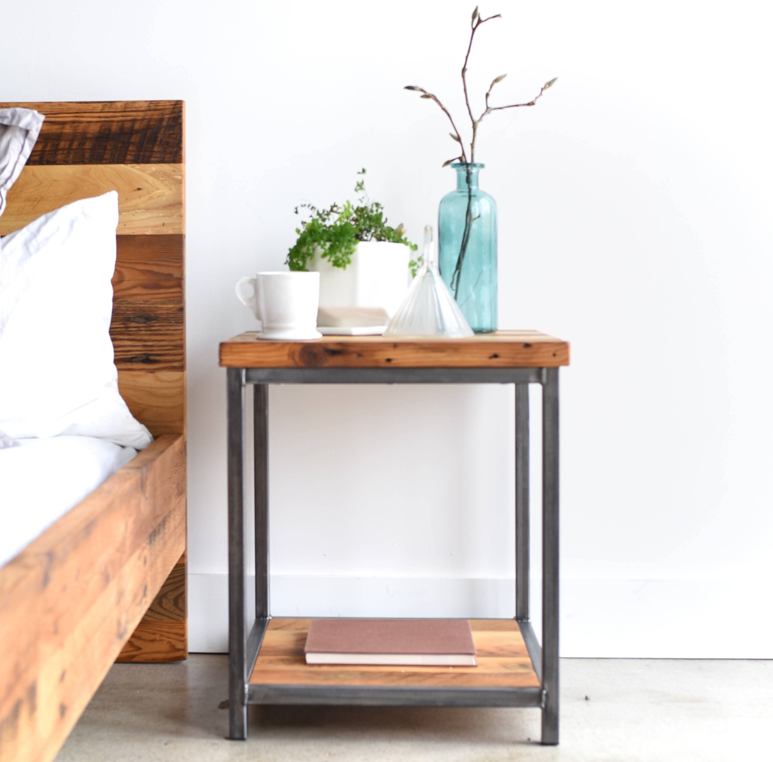 Industrial Nightstand made from Reclaimed Wood / Modern Etsy
