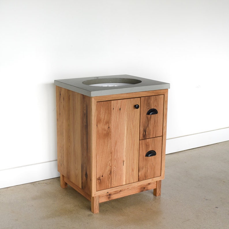 Small Bathroom Vanity / 30 Reclaimed Wood 2-Drawer Vanity / Single Sink Console image 5