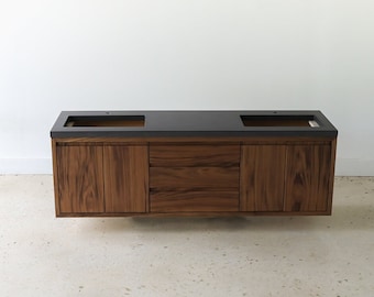 72" Modern Floating Wood Vanity/ Double Sink