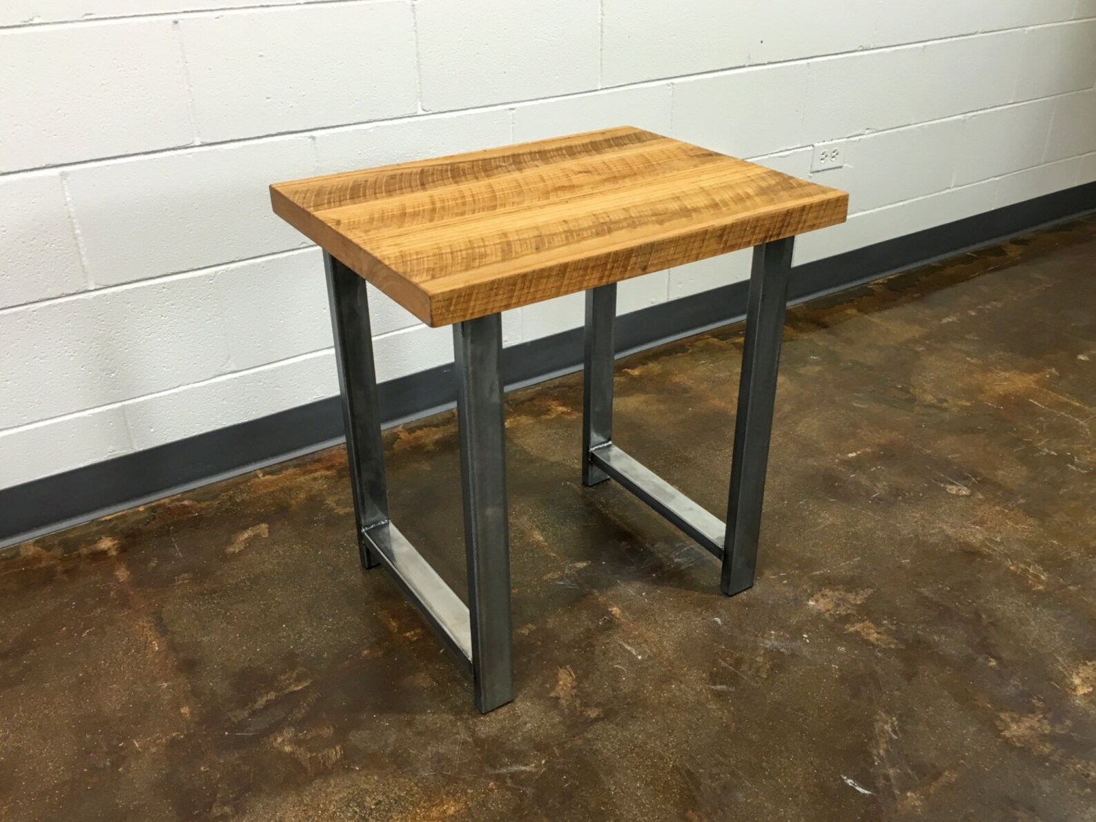 Reclaimed Wood Side Table / Industrial Steel Hshaped Legs Etsy