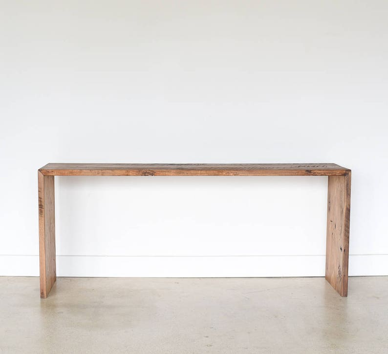 Reclaimed Wood Console Table / Modern Plank Entryway Table image 3