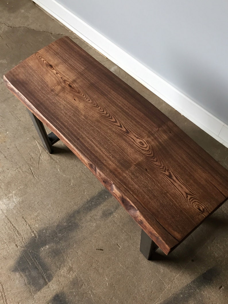 Reclaimed Wood Live Edge Bench / Industrial Entryway Bench Etsy