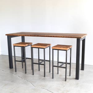 Bar Height Pub Table / Industrial Reclaimed Wood Communal Table image 4