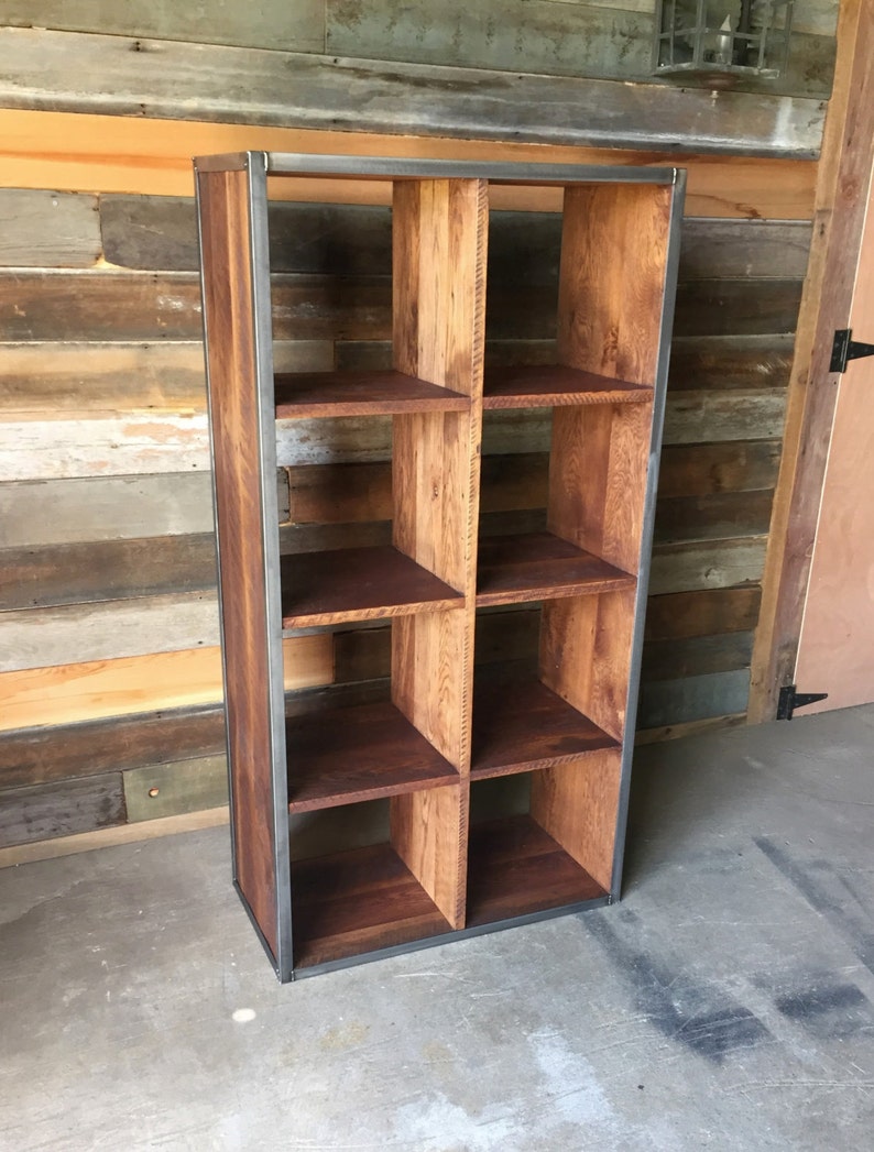 Reclaimed Wood Double Cube Bookcase Bookshelf Bookshelves Etsy