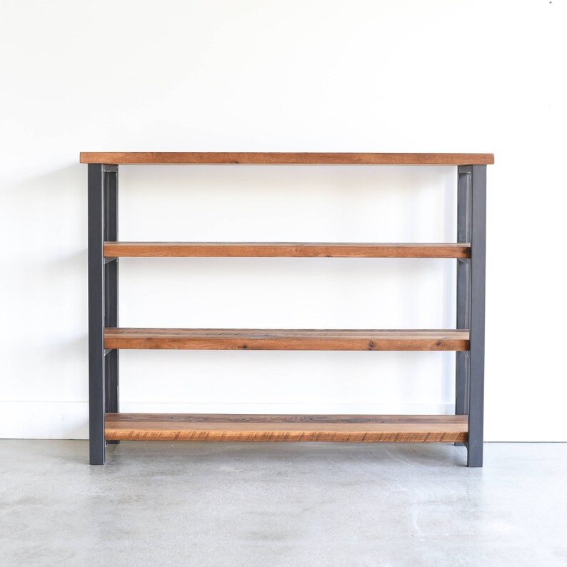 Industrial Reclaimed Wood Open Bookshelf / Rustic Bookcase Etsy