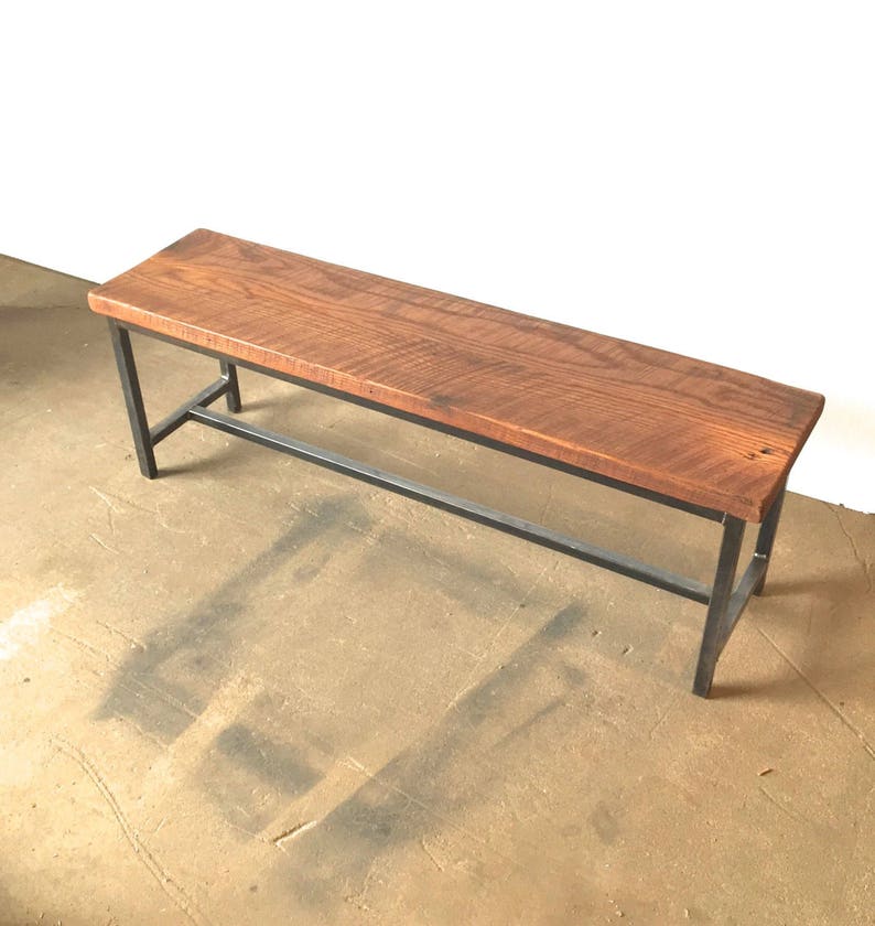 Industrial Reclaimed Wood Bench image 1