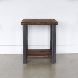 Industrial Reclaimed Wood Side Table with Lower Shelf / Rustic End Table / Accent Table image 4