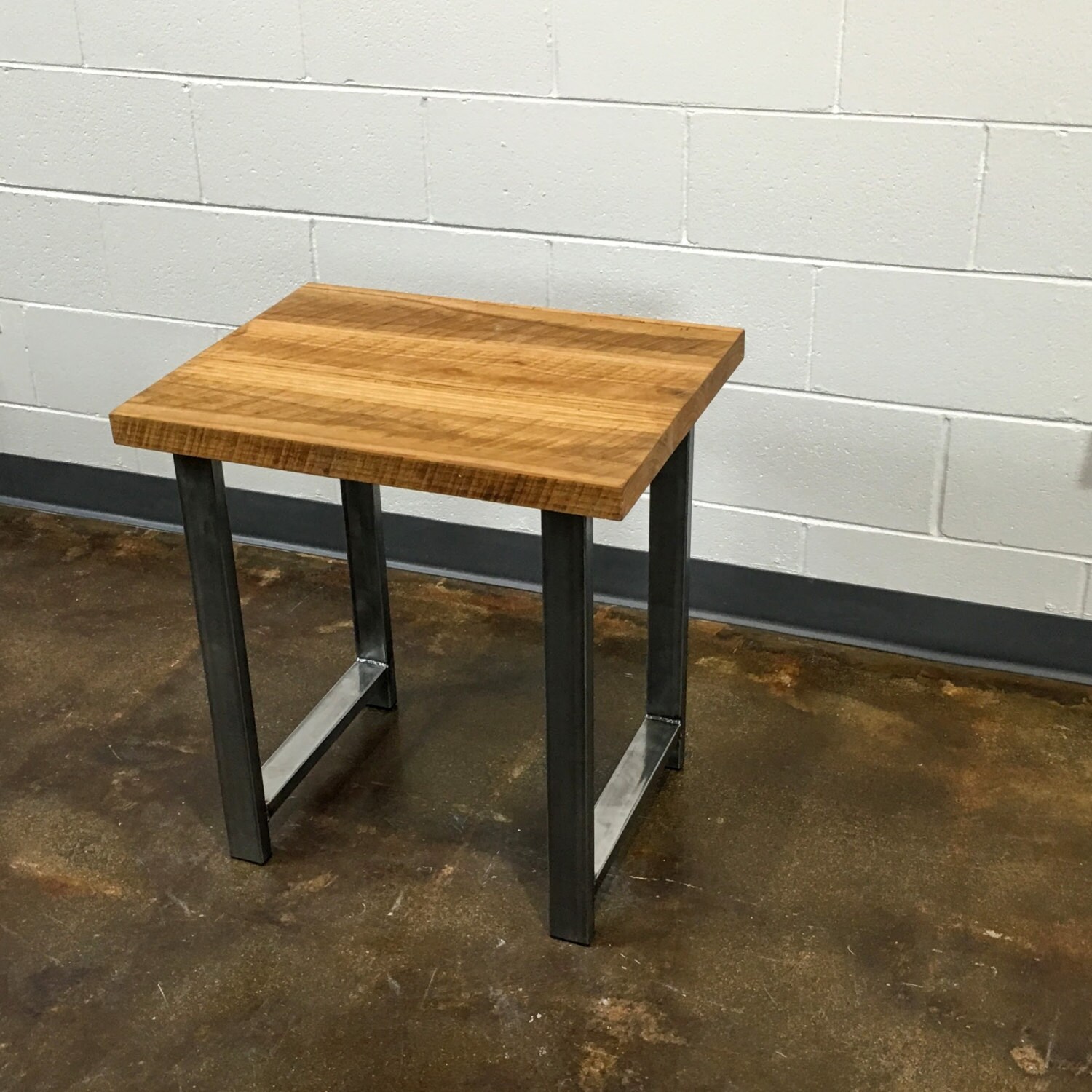 Reclaimed Wood Side Table / Industrial Steel Hshaped Legs Etsy