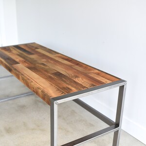 Reclaimed Wood Desk With Metal Frame Base / Industrial Reclaimed Desk image 2