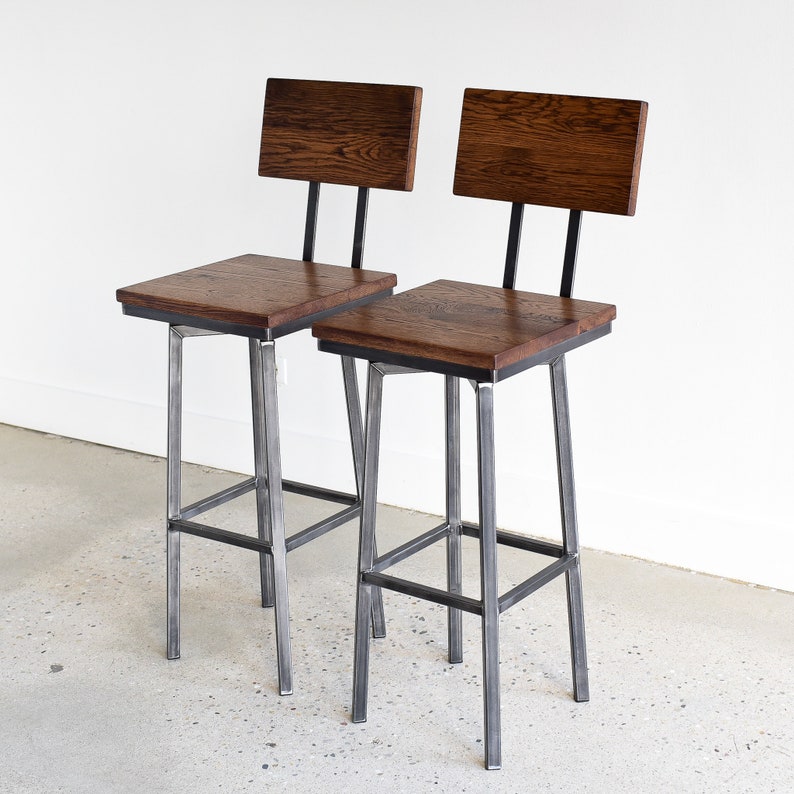 Bar Stool Made From Reclaimed Barn Wood / Industrial Swivel Etsy