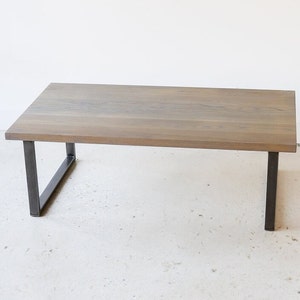 Reclaimed Wood Coffee Table / Industrial H-Shaped Steel Legs image 1