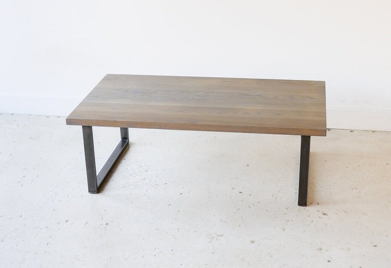 Reclaimed Wood Coffee Table / Industrial H-Shaped Steel Legs image 1