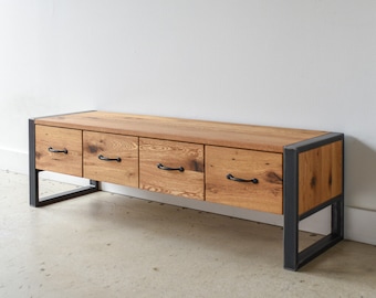 Industrial Entryway Bench Made from Reclaimed Wood