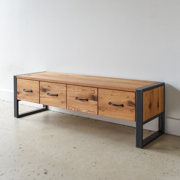 Industrial Entryway Bench Made from Reclaimed Wood