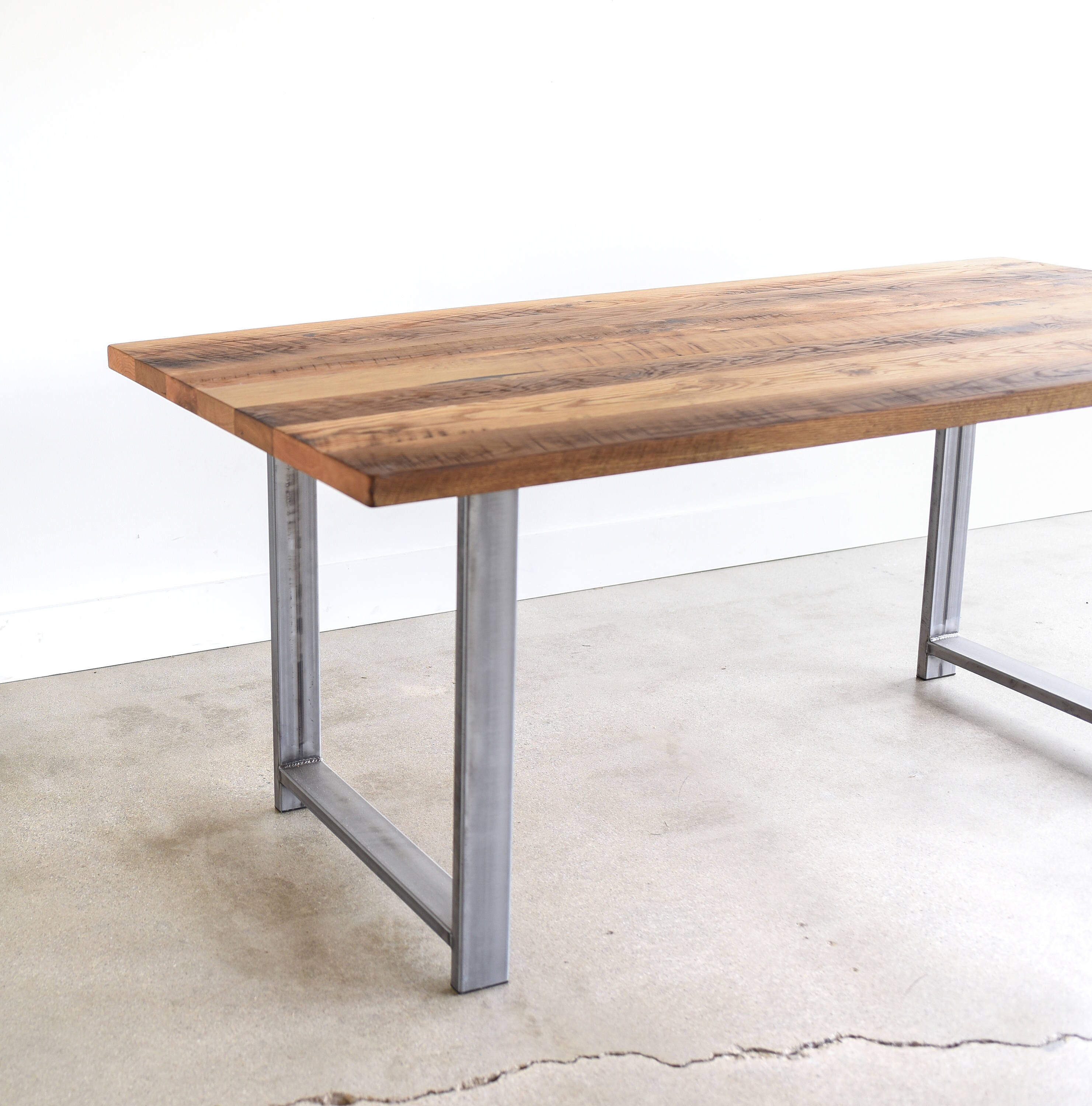 Quick Ship Industrial Dining Table / Reclaimed Wood and H-shaped Metal ...