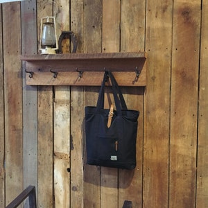 Reclaimed Wood Coat Rack with Shelf / Barn Wood Coat Hanger image 4