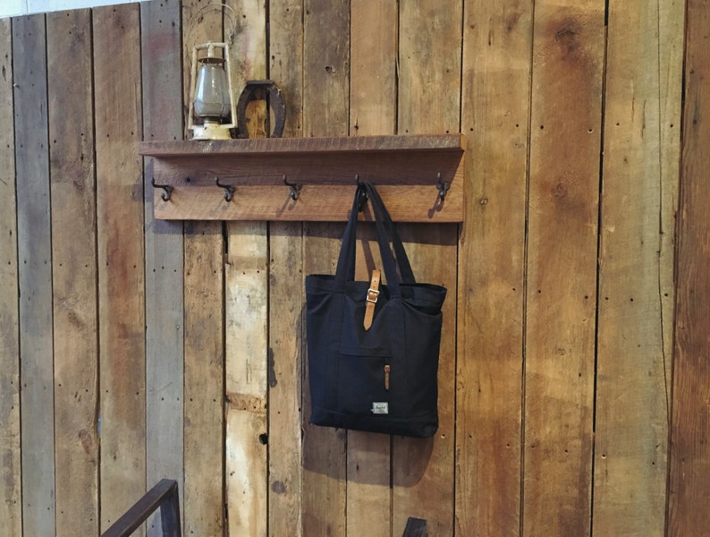 Reclaimed Wood Coat Rack With Shelf / Barn Wood Coat Hanger Etsy