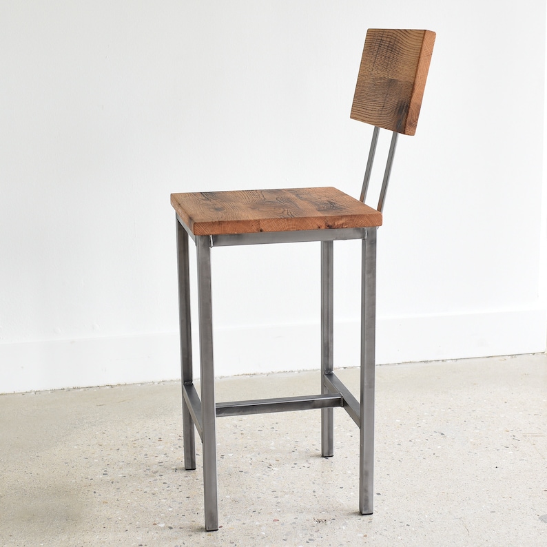 Rustic Bar Stool Made From Reclaimed Barn Wood / Industrial Etsy