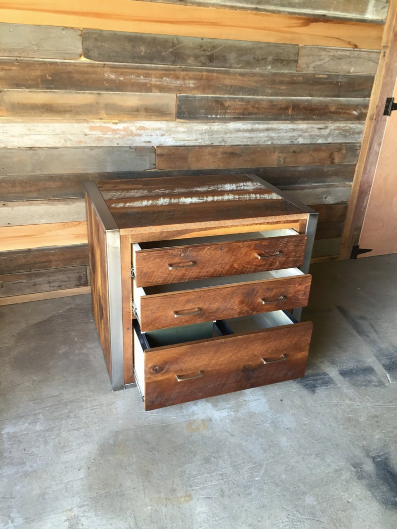 Reclaimed Wood File Cabinet / Industrial Reclaimed File Cabinet image 3
