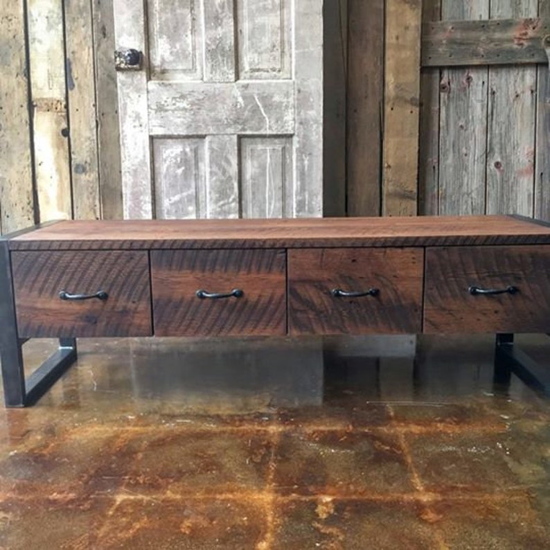 Industrial Entryway Bench Made from Reclaimed Wood Etsy