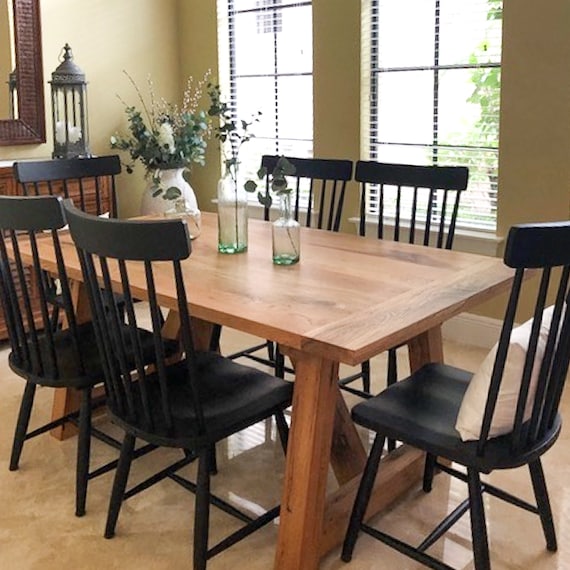 Trestle Table Farmhouse Dining Made From Reclaimed Wood Solid Kitchen