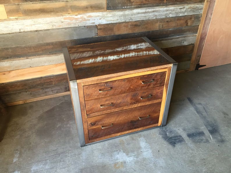 Reclaimed Wood File Cabinet / Industrial Reclaimed File Cabinet image 1