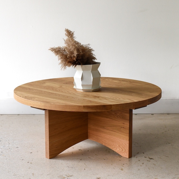 Sculptural Round Wood Coffee Table Etsy