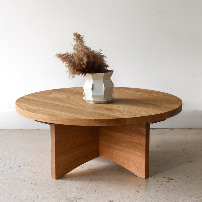 Sculptural Round Wood Coffee Table image 1