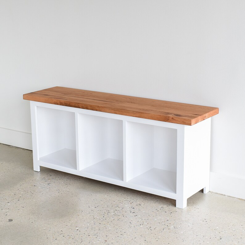 Entryway Bench With Storage Cubbies / Reclaimed Wood Bench image 4