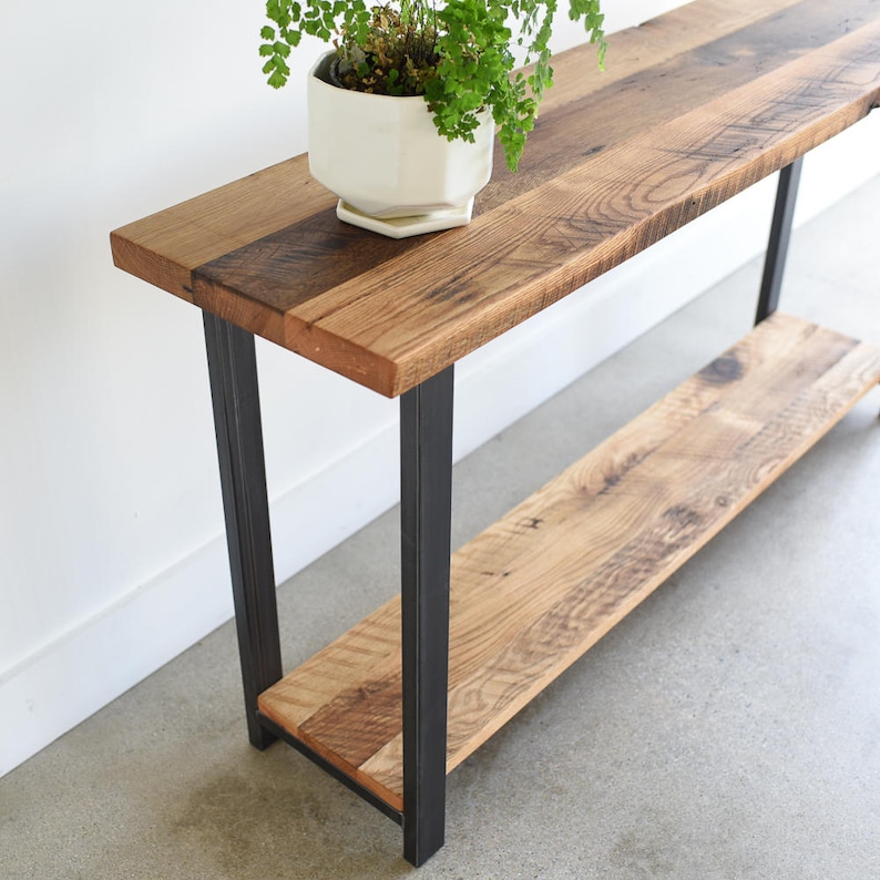 Quick Ship Console Table with Lower Shelf / Reclaimed Wood Sofa Table image 3