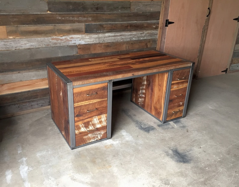 Industrial Modern Desk / Reclaimed Wood Desk Etsy