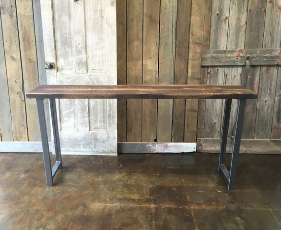 Reclaimed wood and metal console table deals