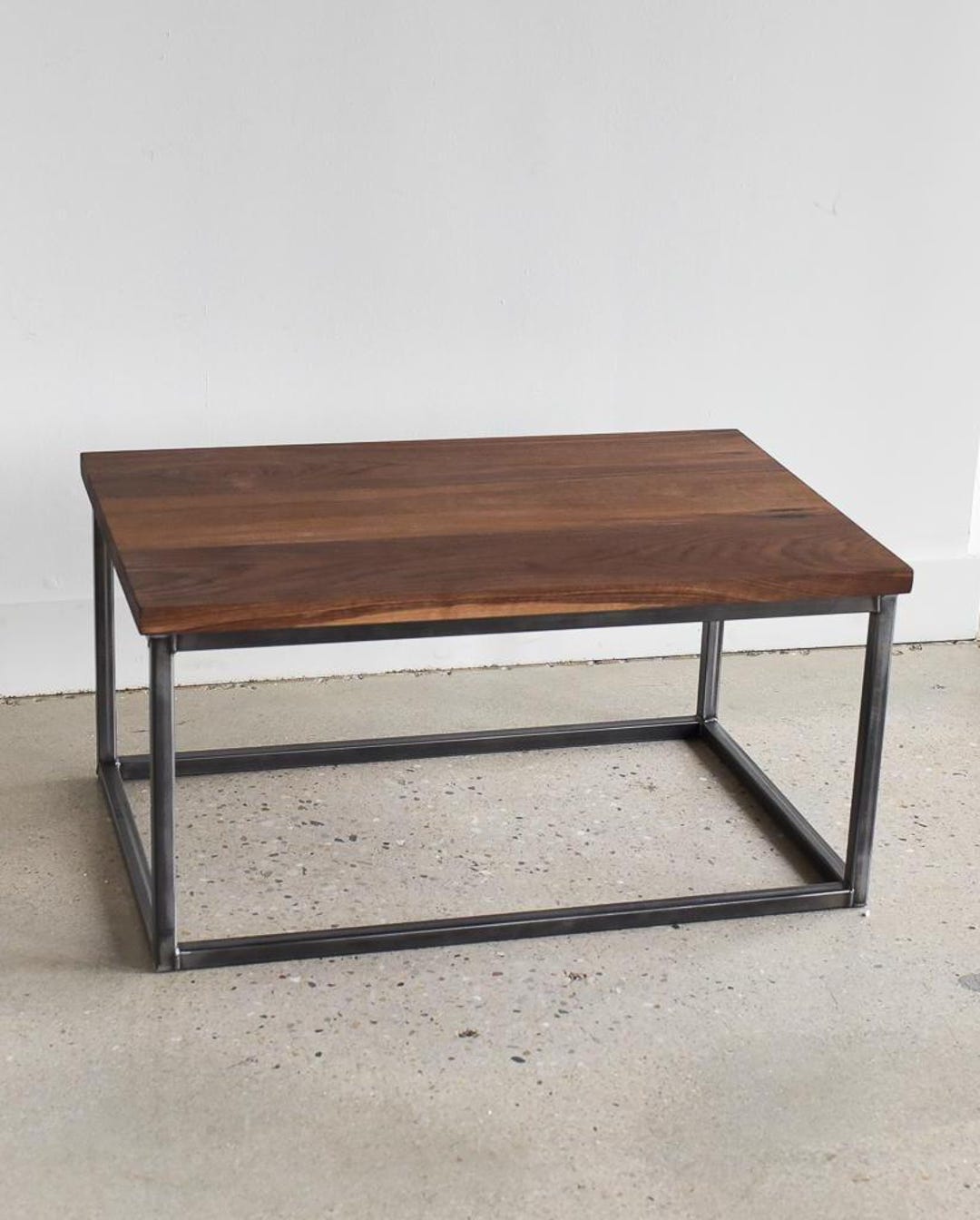 Solid Wood Coffee Table: Walnut Box Frame, Hand Welded Steel Legs - Etsy