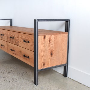 72 Reclaimed Wood Storage Bench / Industrial Steel Frame image 4