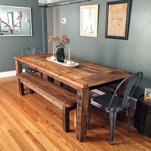 Dining Table With Extension Leaf / Industrial Reclaimed Wood Etsy