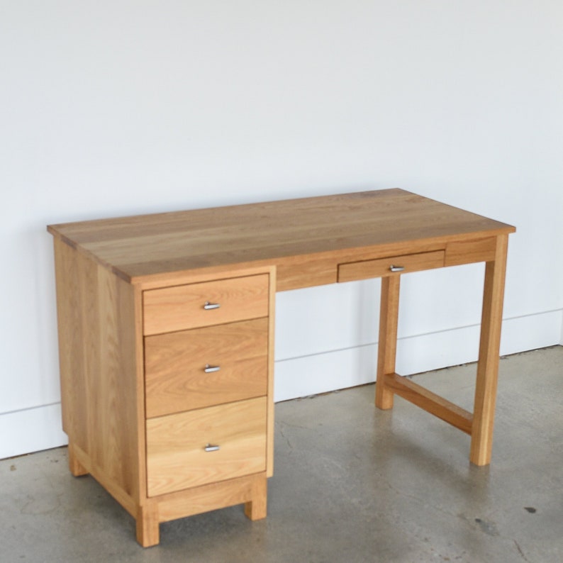 Danish Modern Desk / Solid White Oak Office Desk image 2