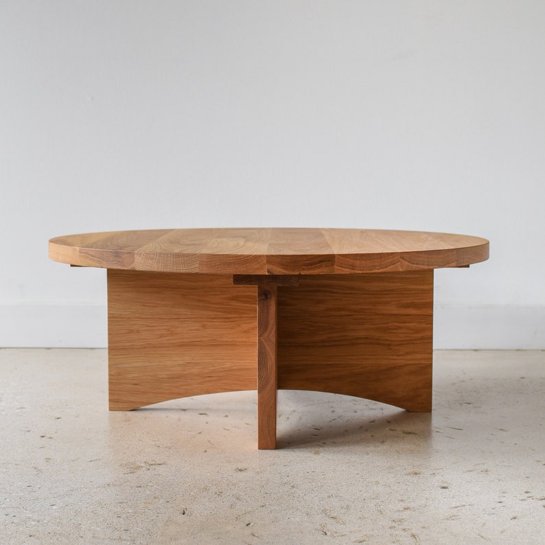 Sculptural Round Wood Coffee Table image 3