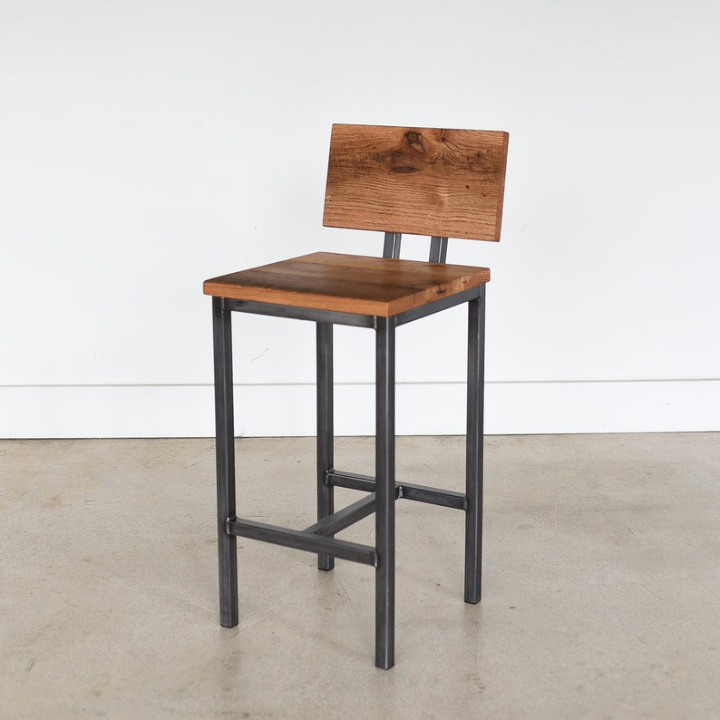 Reclaimed Wood Bar Stool 10 Back Image 0