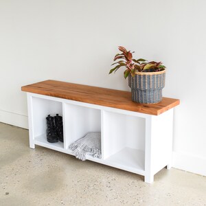 Entryway Bench With Storage Cubbies / Reclaimed Wood Bench image 8